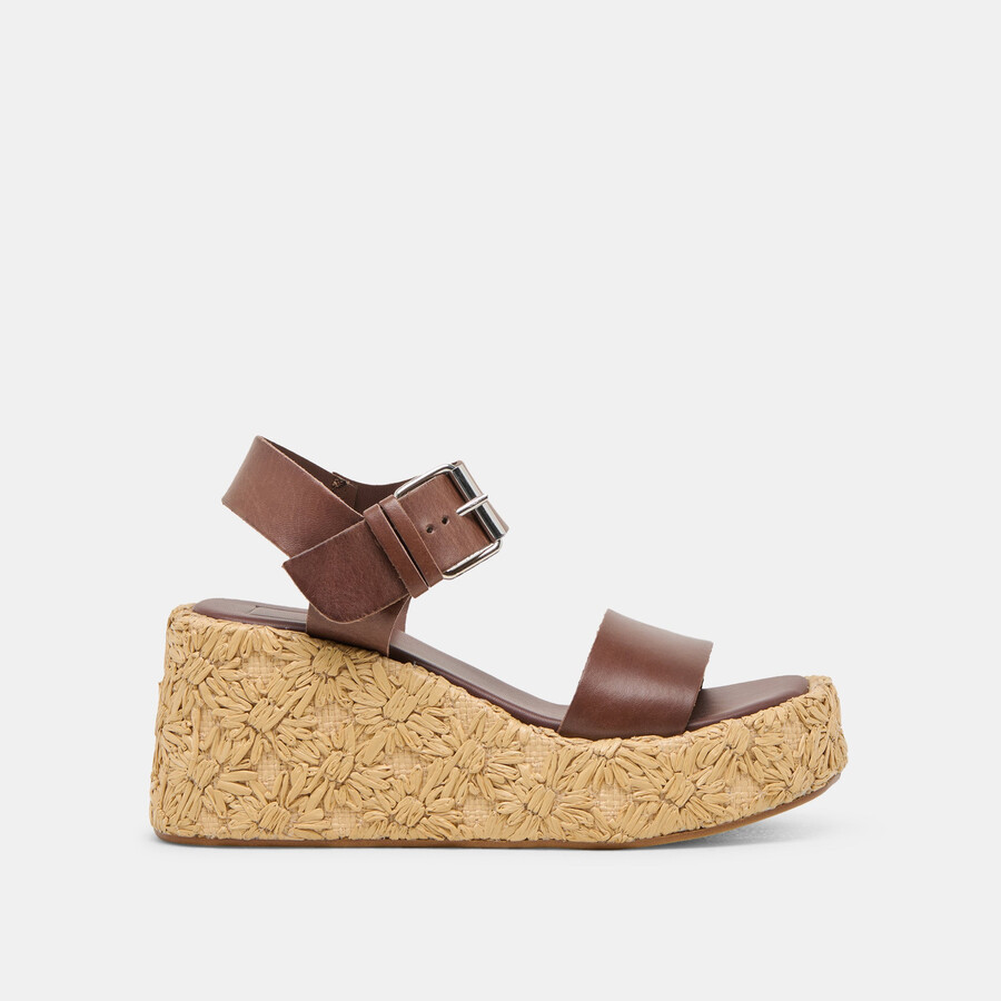 auri keilschuhe aus dunkelbraunem leder