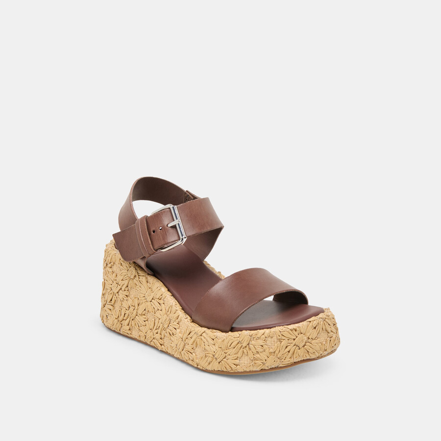 auri keilschuhe aus dunkelbraunem leder