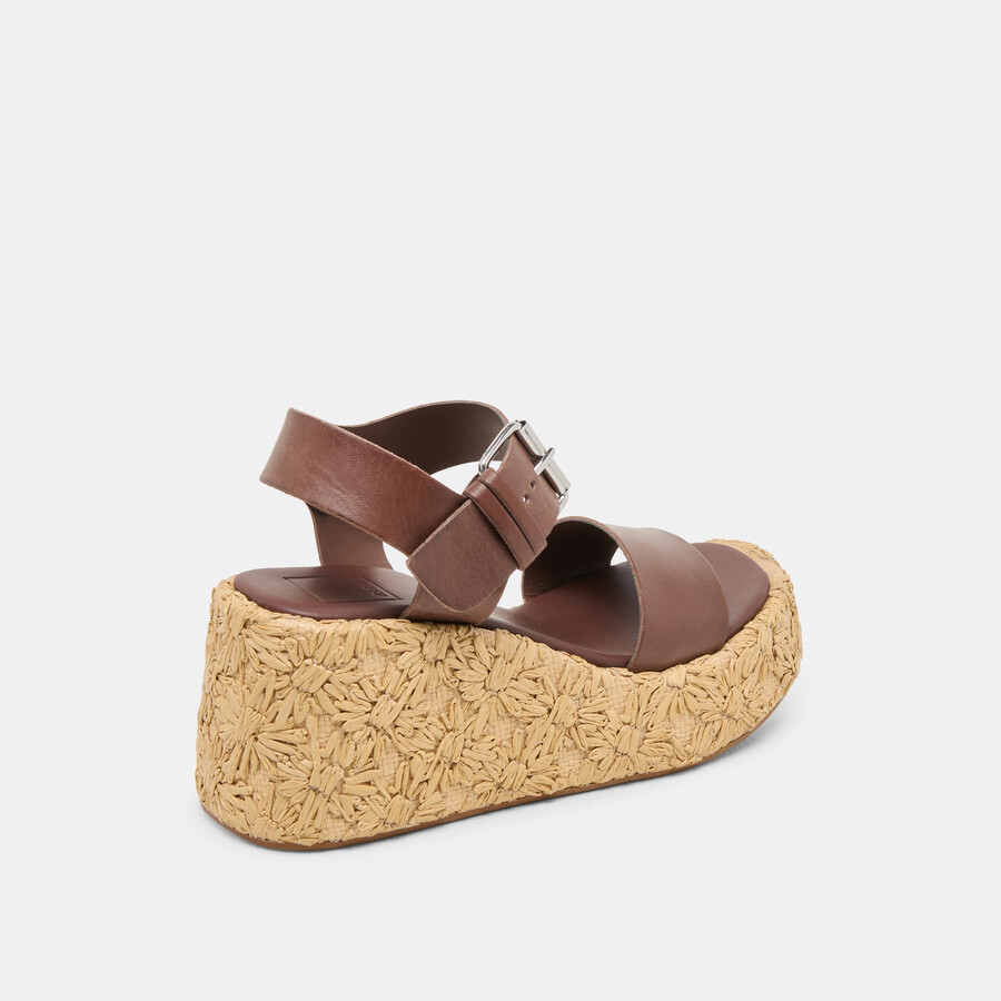 auri keilschuhe aus dunkelbraunem leder