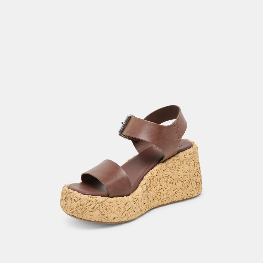auri keilschuhe aus dunkelbraunem leder