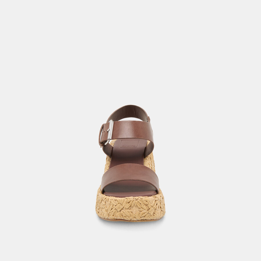 auri keilschuhe aus dunkelbraunem leder