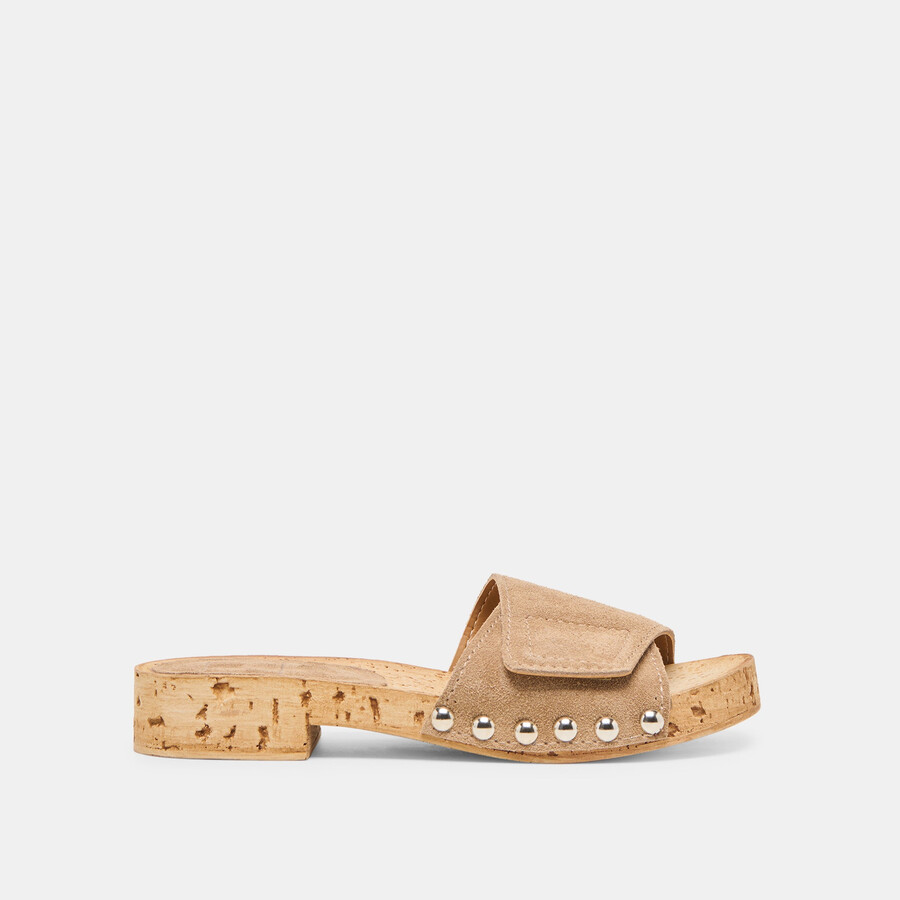 sandy sandalen aus taupefarbenem wildleder