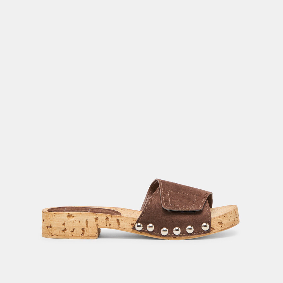 sandy sandalen aus dunkelbraunem wildleder