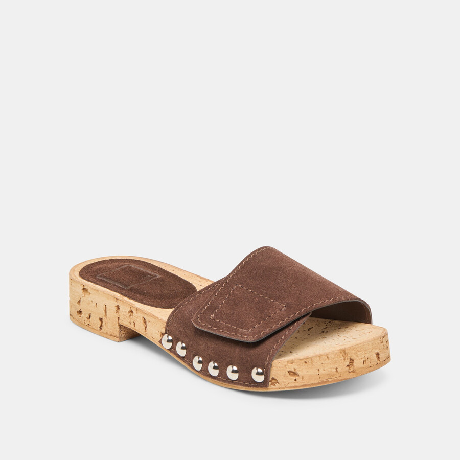 sandy sandalen aus dunkelbraunem wildleder