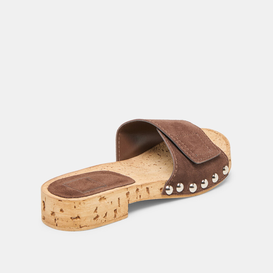 sandy sandalen aus dunkelbraunem wildleder