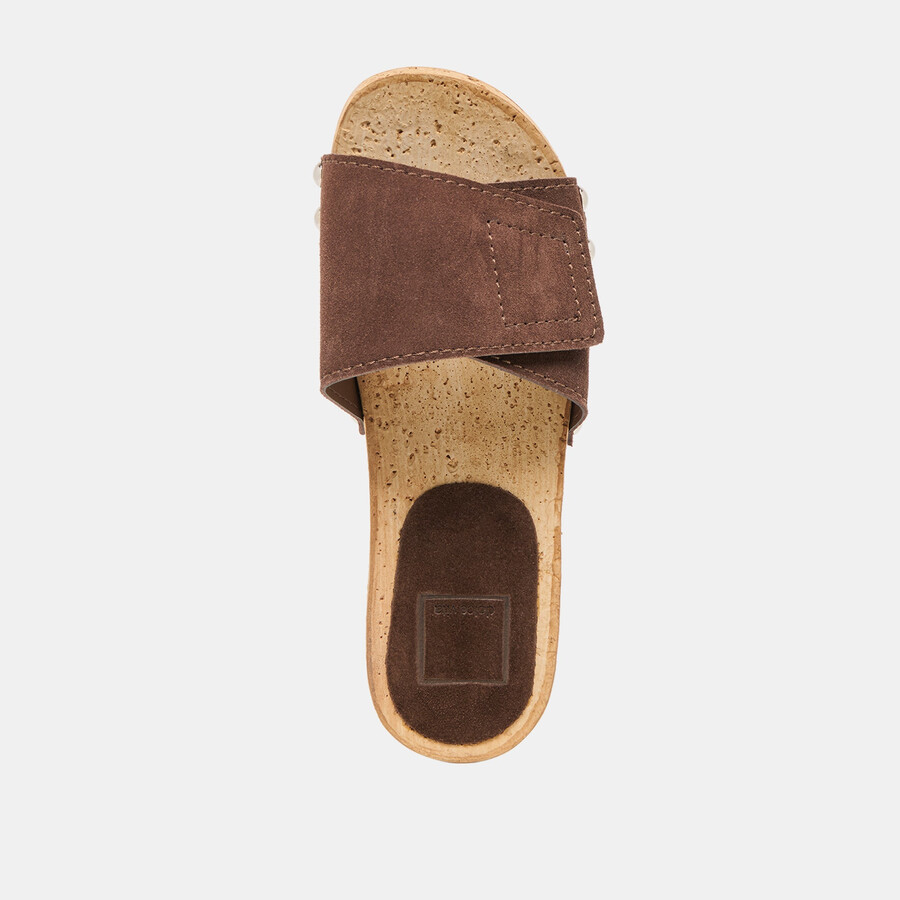 sandy sandalen aus dunkelbraunem wildleder