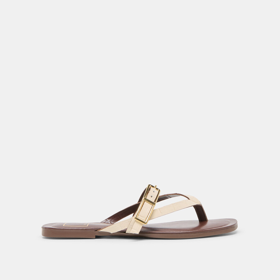 piers sandalen beige krokodilgeprägtes leder