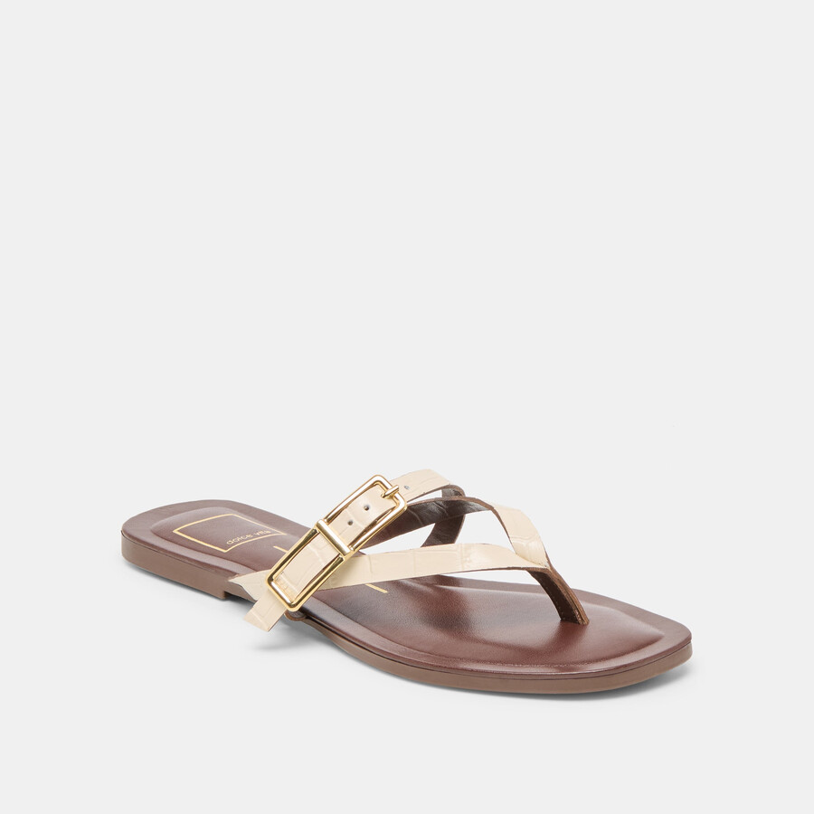 piers sandalen beige krokodilgeprägtes leder