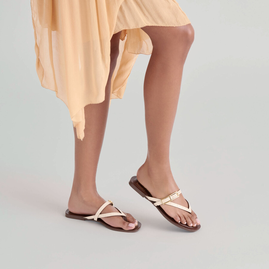 piers sandalen beige krokodilgeprägtes leder