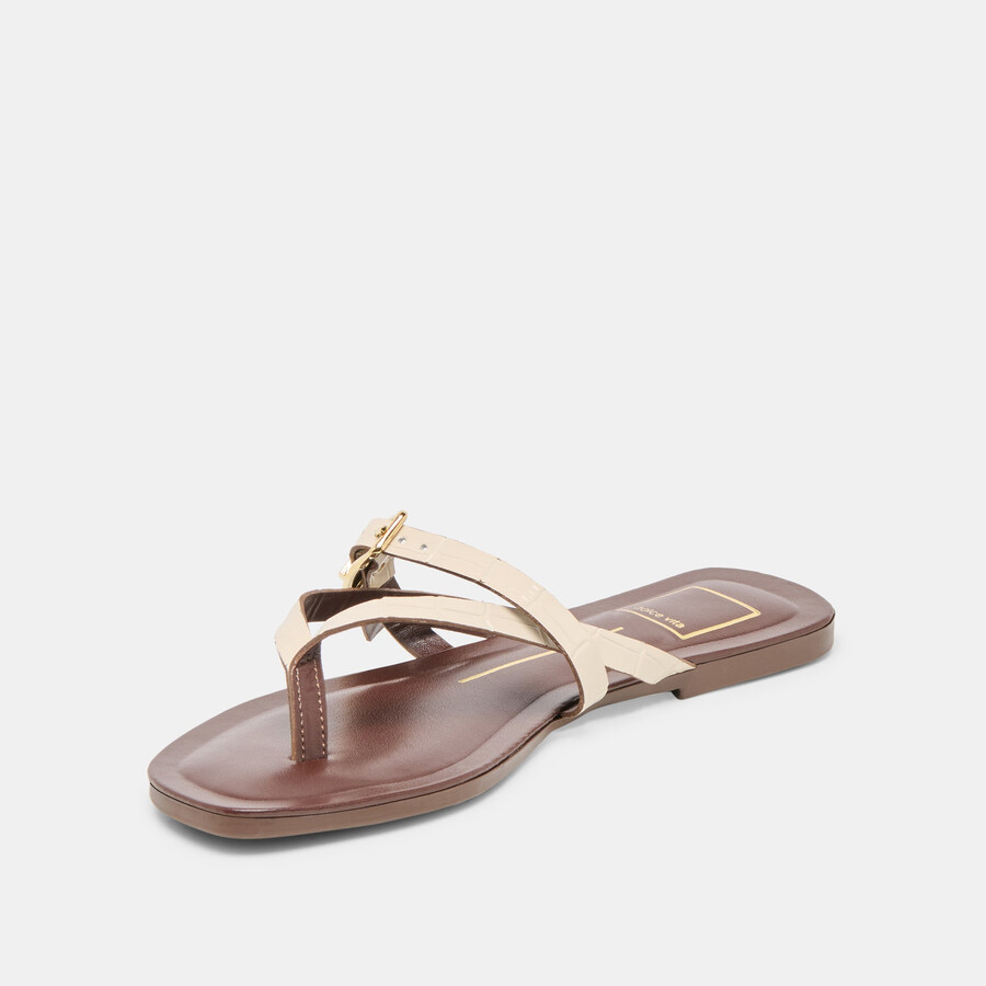 piers sandalen beige krokodilgeprägtes leder