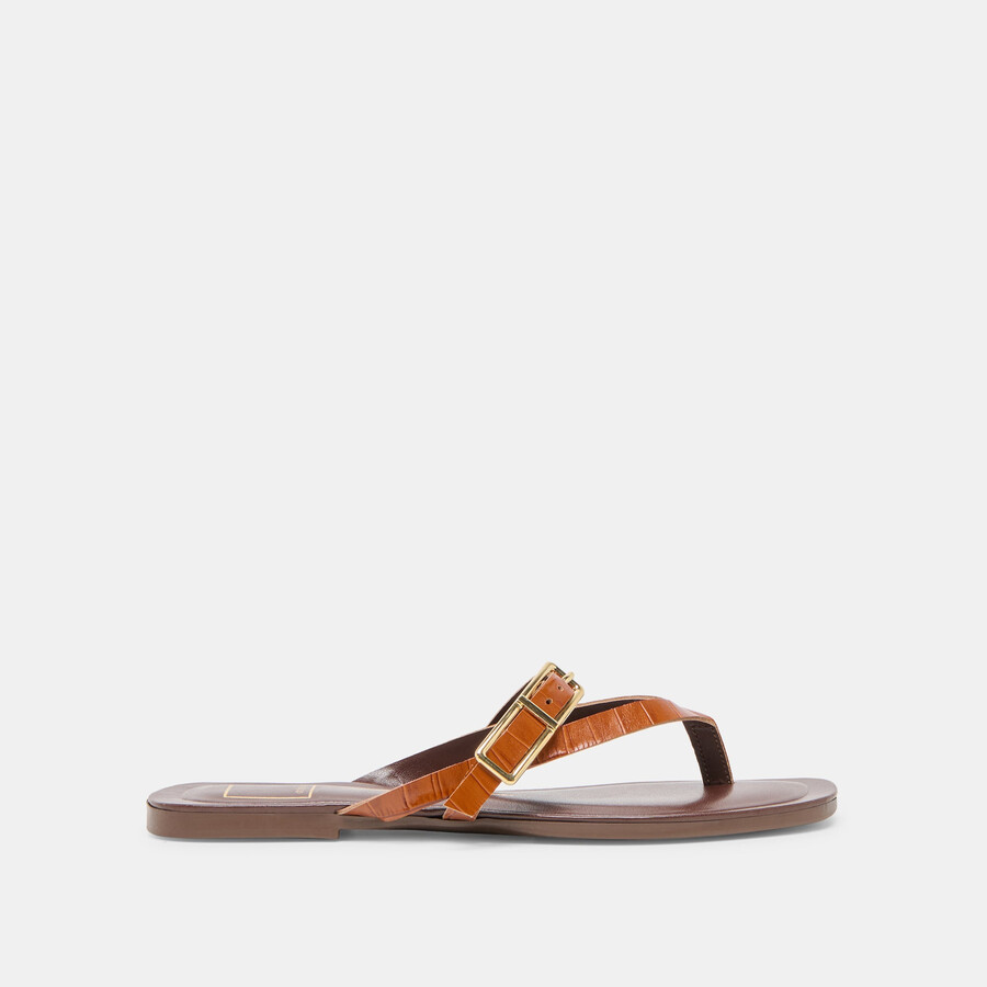 piers sandalen cognac krokodilgeprägtes leder