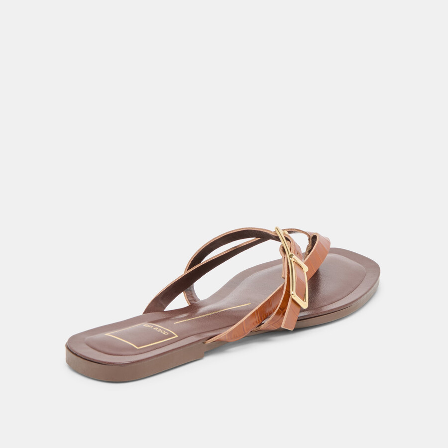piers sandalen cognac krokodilgeprägtes leder