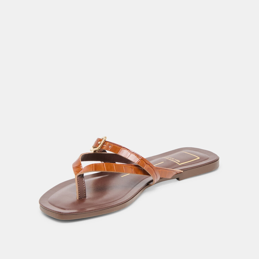 piers sandalen cognac krokodilgeprägtes leder