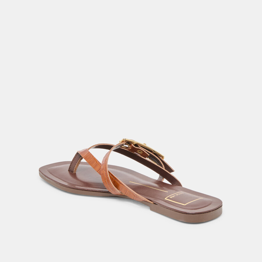 piers sandalen cognac krokodilgeprägtes leder