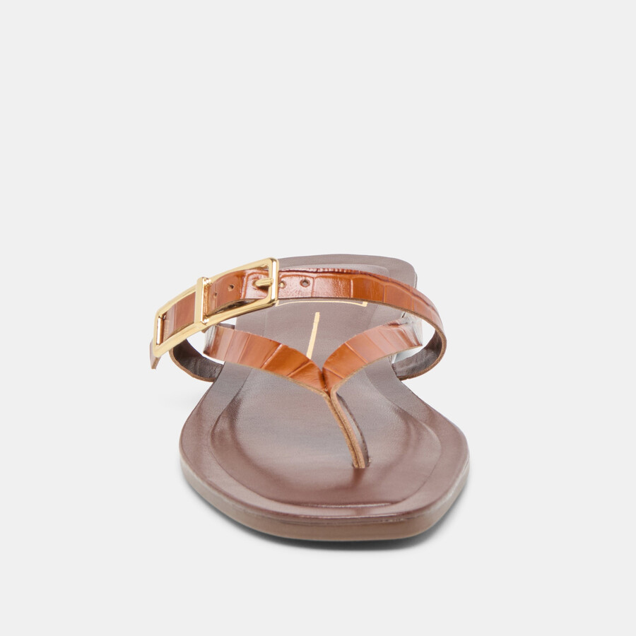 piers sandalen cognac krokodilgeprägtes leder