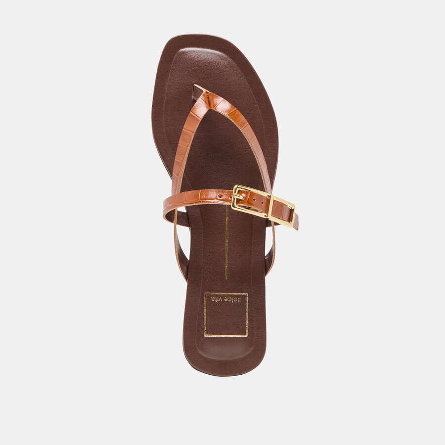 piers sandalen cognac krokodilgeprägtes leder