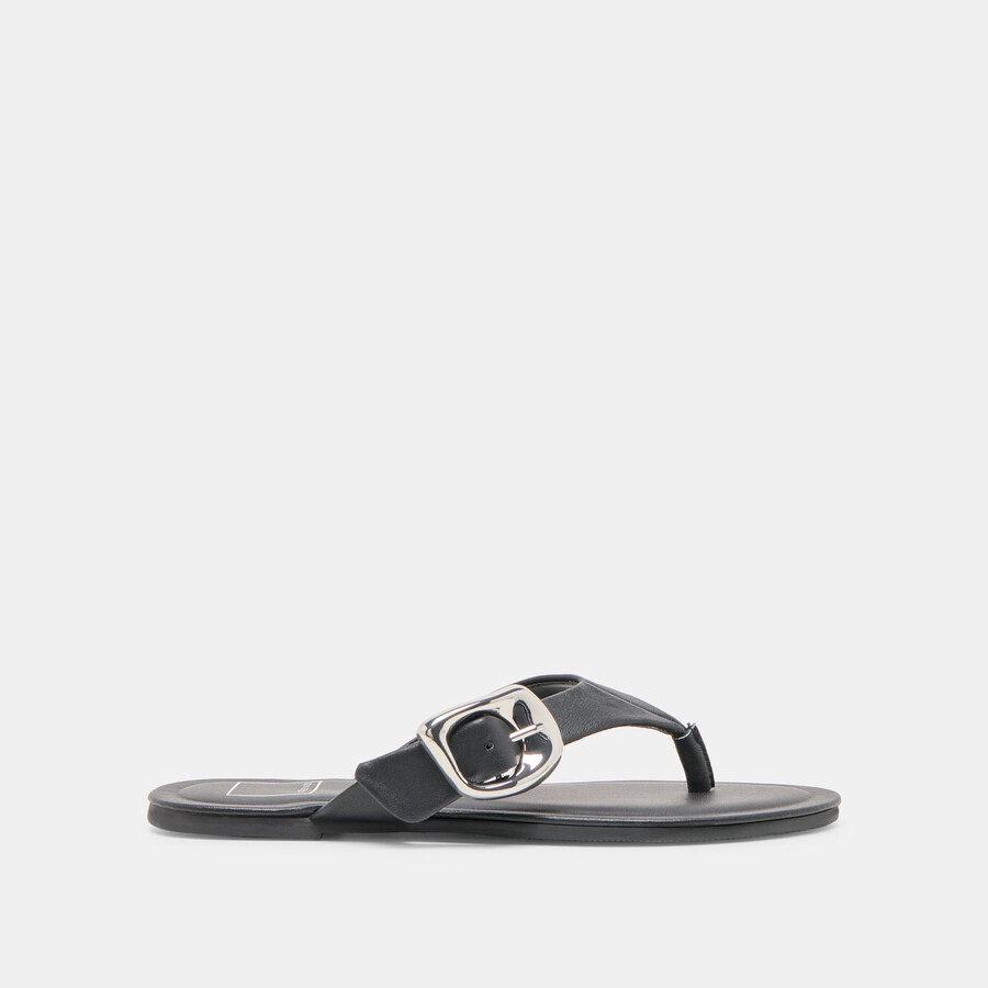 rossa sandalen aus schwarzem leder