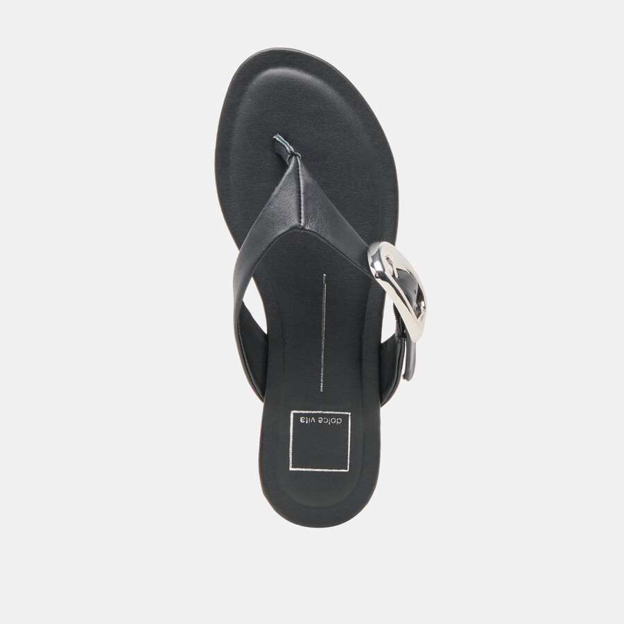 rossa sandalen aus schwarzem leder