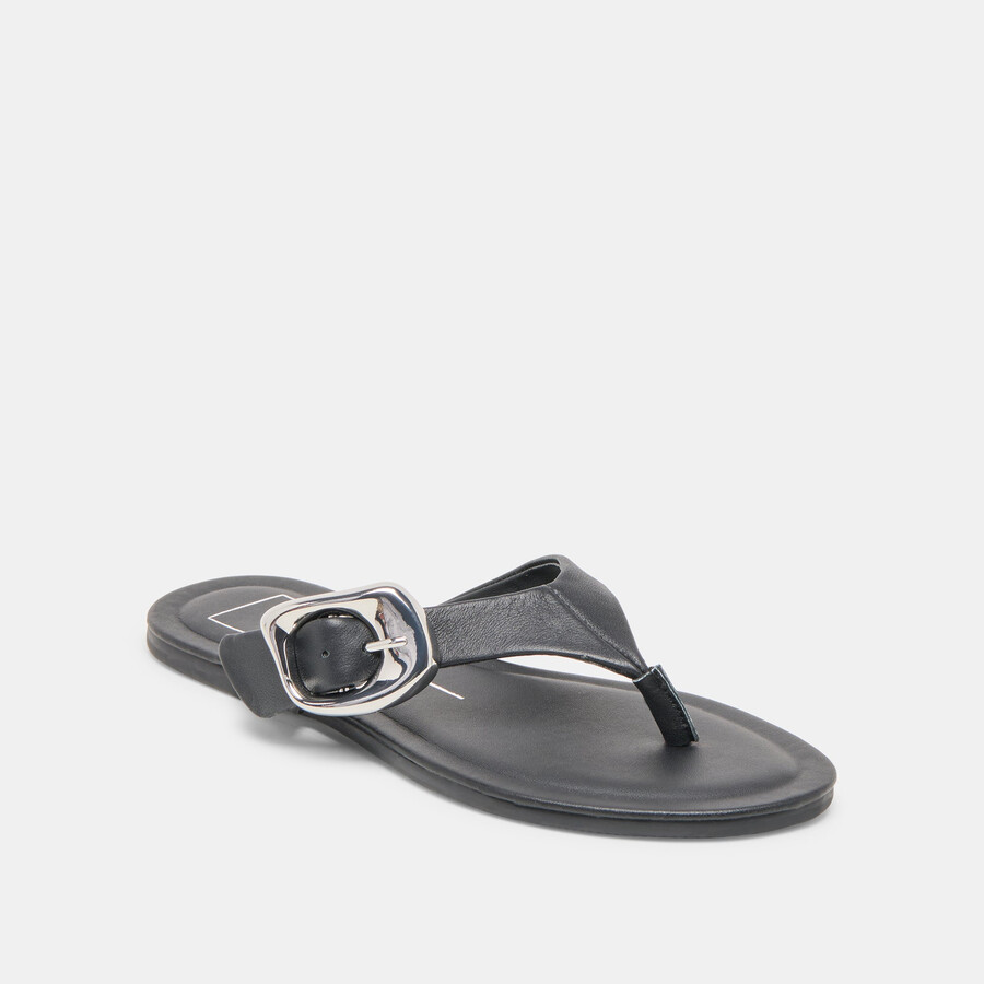 rossa sandalen aus schwarzem leder