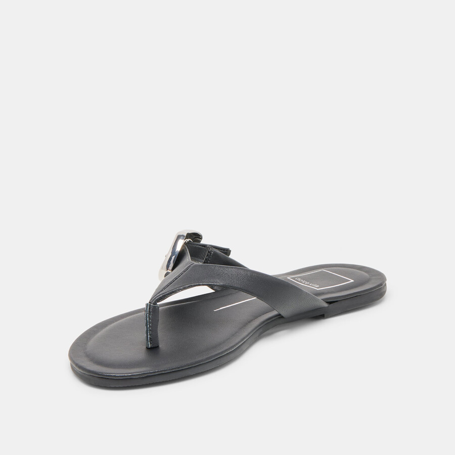 rossa sandalen aus schwarzem leder