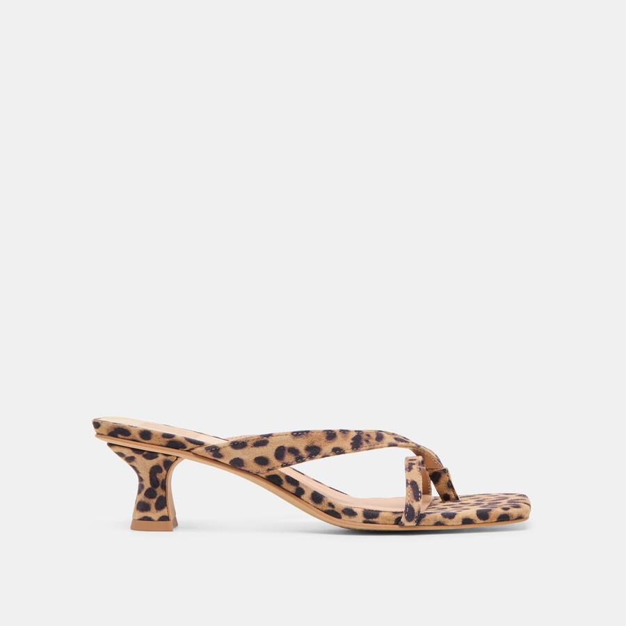 brevel heels aus dunkelbraunem wildleder mit leopardenmuster