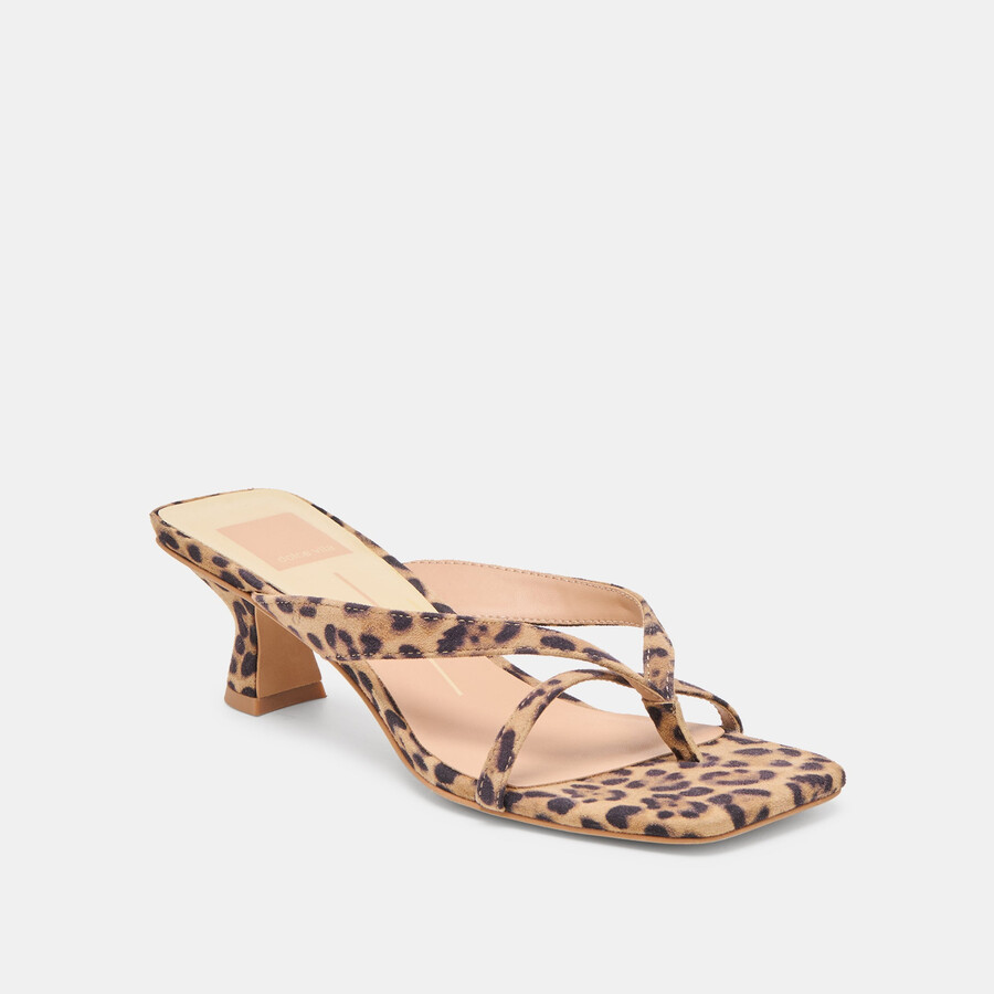 brevel heels aus dunkelbraunem wildleder mit leopardenmuster