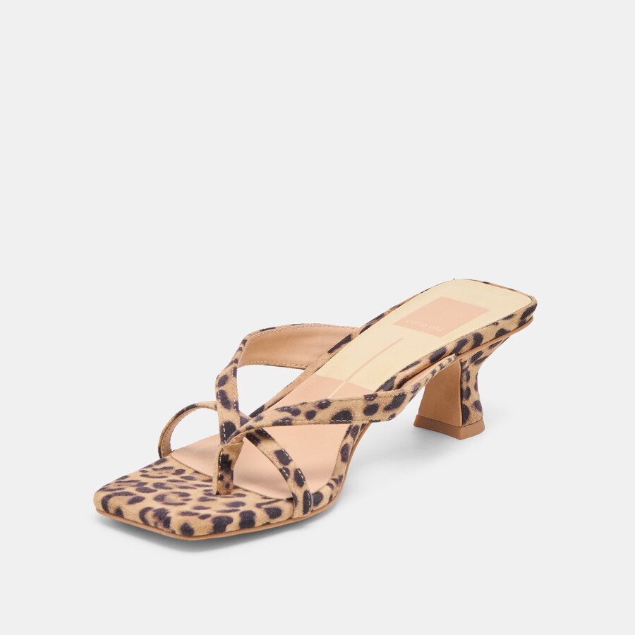 brevel heels aus dunkelbraunem wildleder mit leopardenmuster