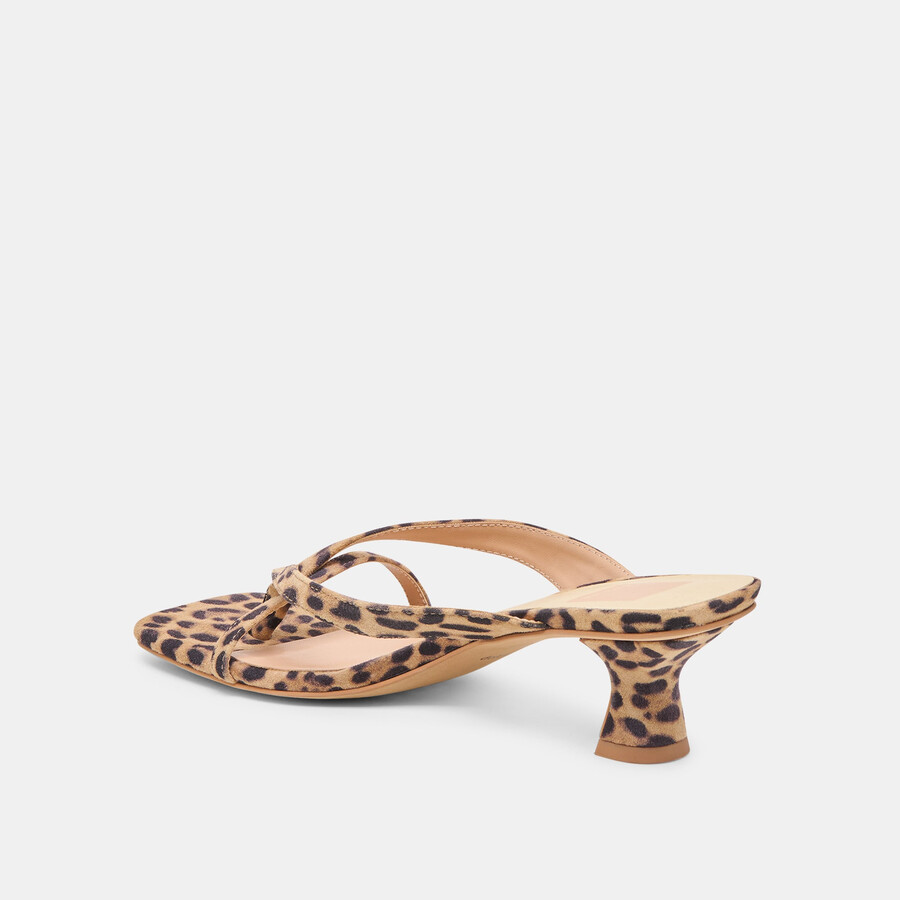brevel heels aus dunkelbraunem wildleder mit leopardenmuster