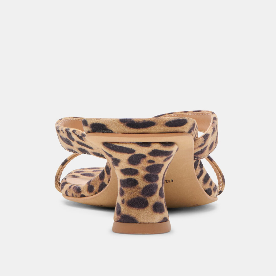 brevel heels aus dunkelbraunem wildleder mit leopardenmuster