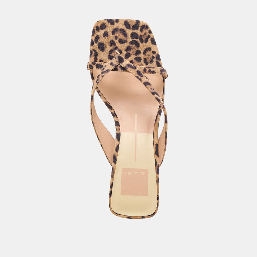 brevel heels aus dunkelbraunem wildleder mit leopardenmuster