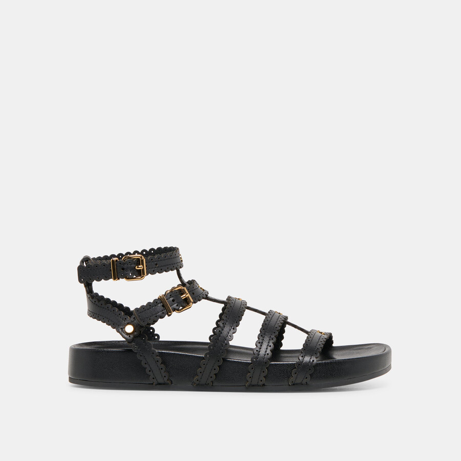 susana sandalen aus schwarzem leder
