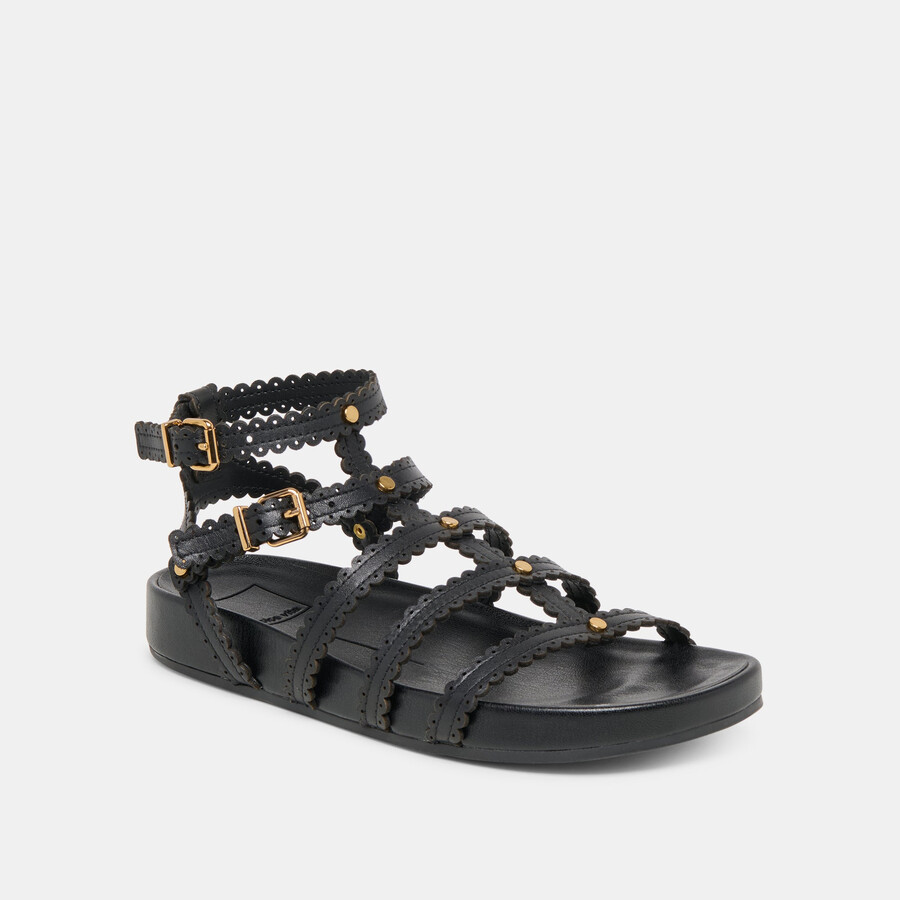 susana sandalen aus schwarzem leder