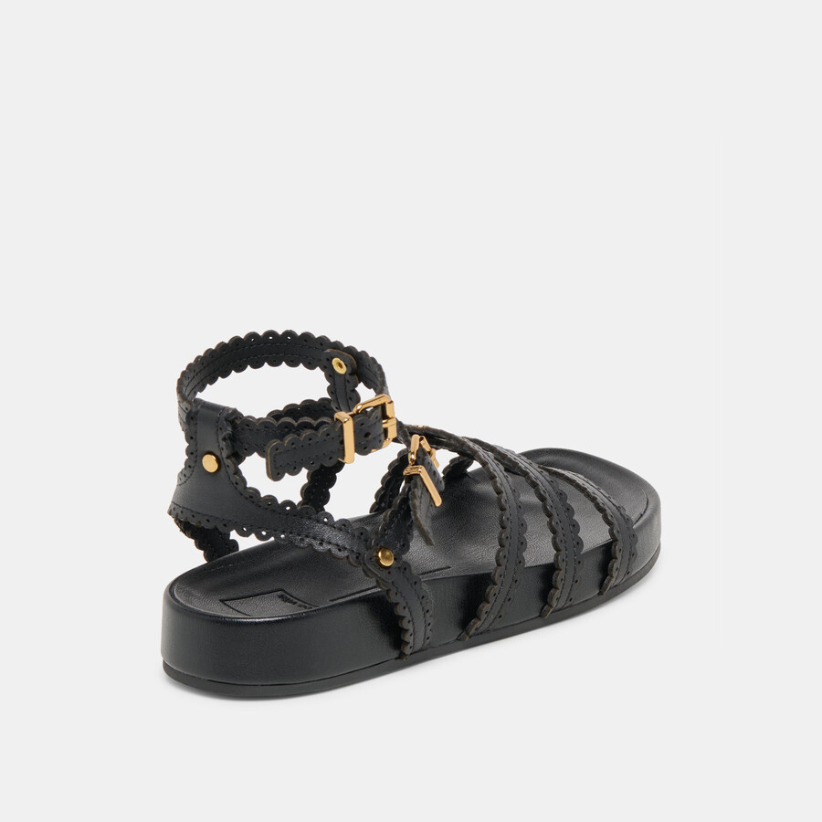 susana sandalen aus schwarzem leder