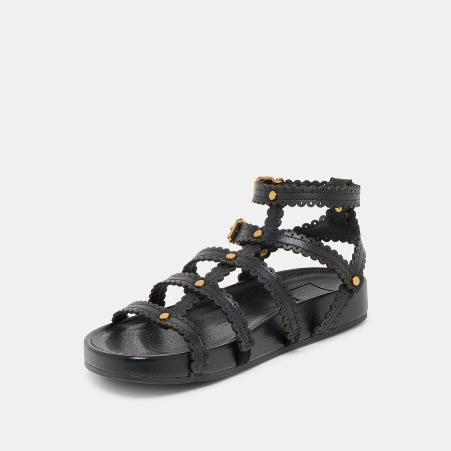 susana sandalen aus schwarzem leder
