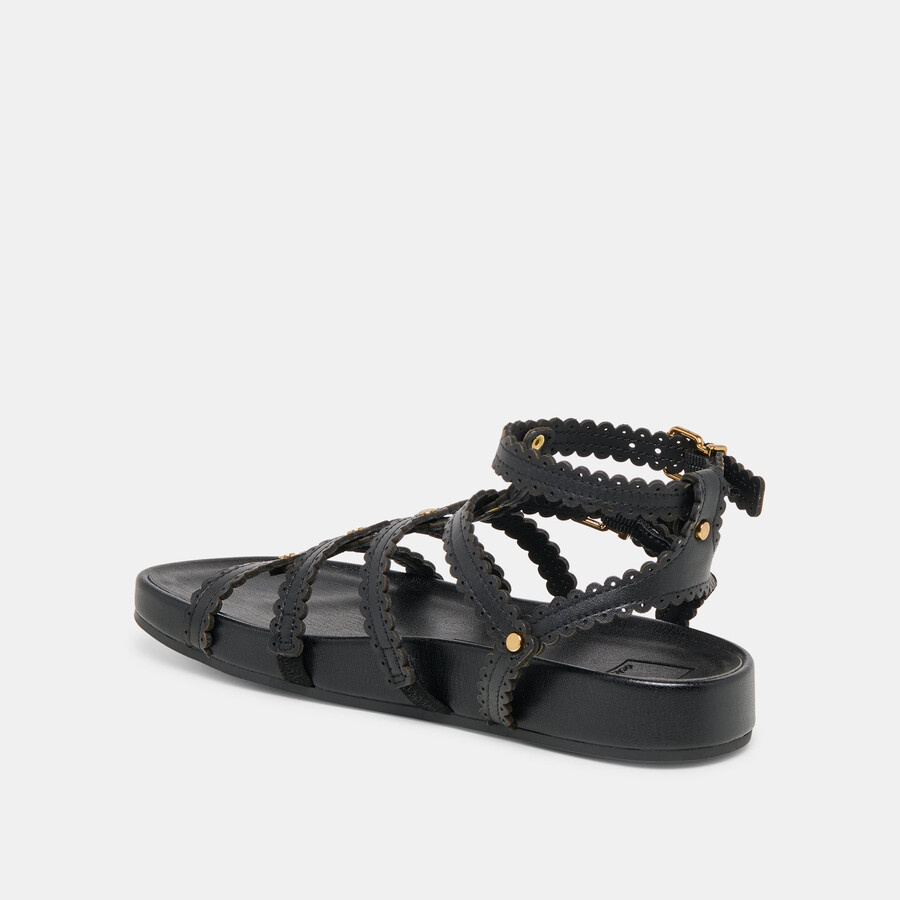 susana sandalen aus schwarzem leder