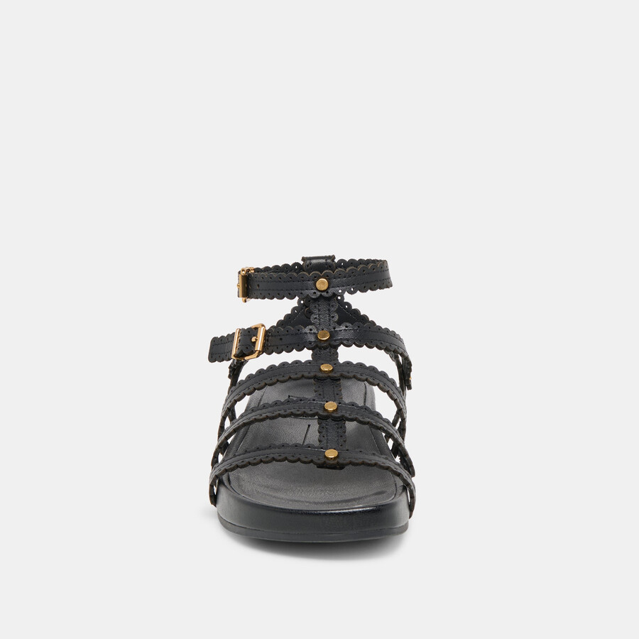 susana sandalen aus schwarzem leder