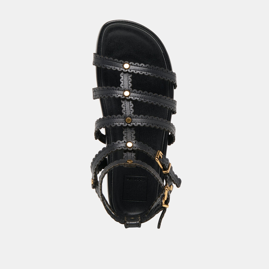 susana sandalen aus schwarzem leder