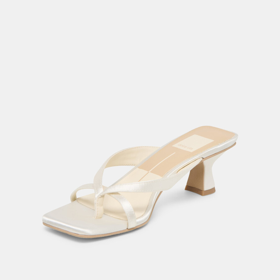 brevel heels aus echtem weißen satin