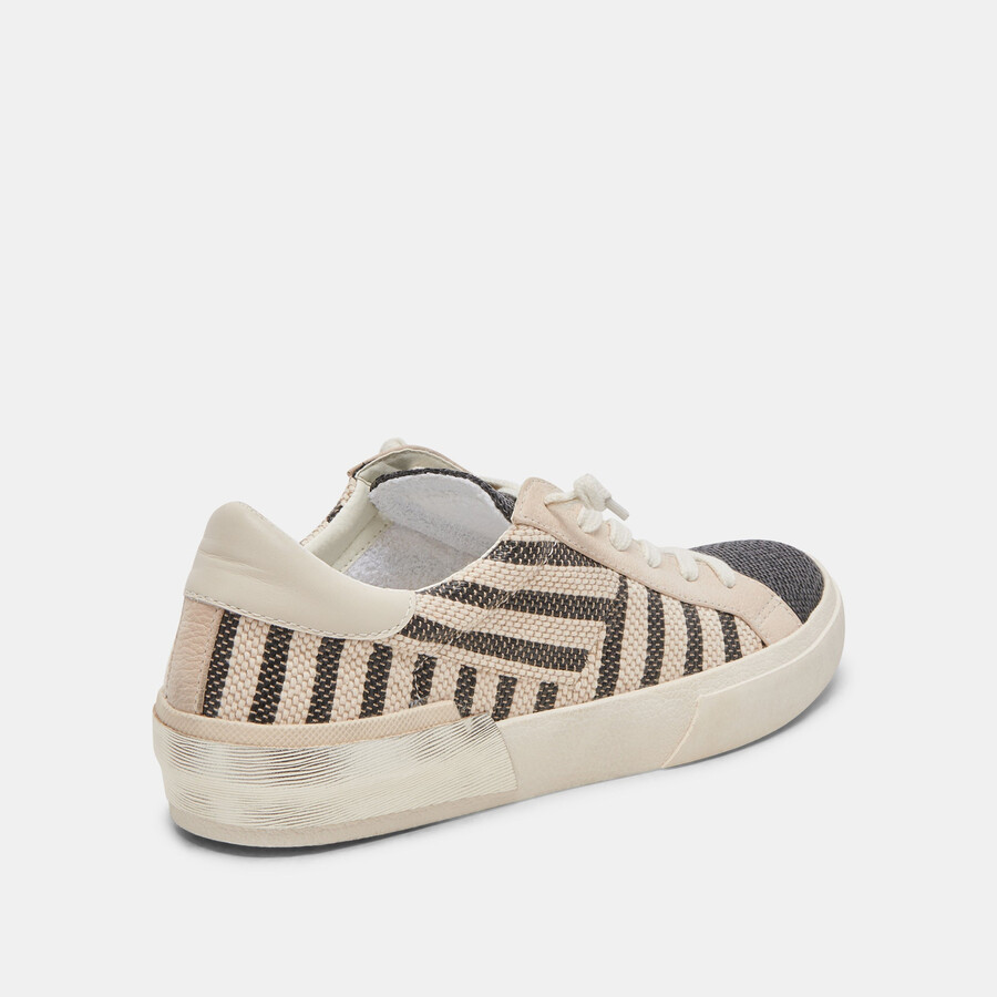 zina patch sneakers schwarz beige raffia