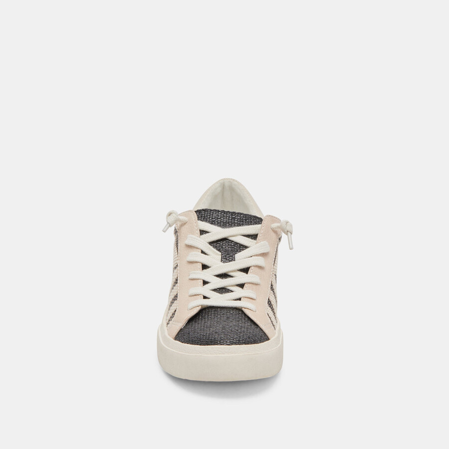 zina patch sneakers schwarz beige raffia