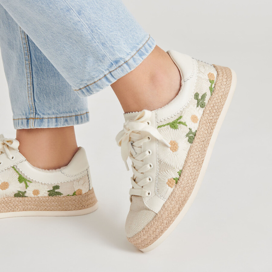 azalia-sneaker aus bast mit blumenmuster in weiß