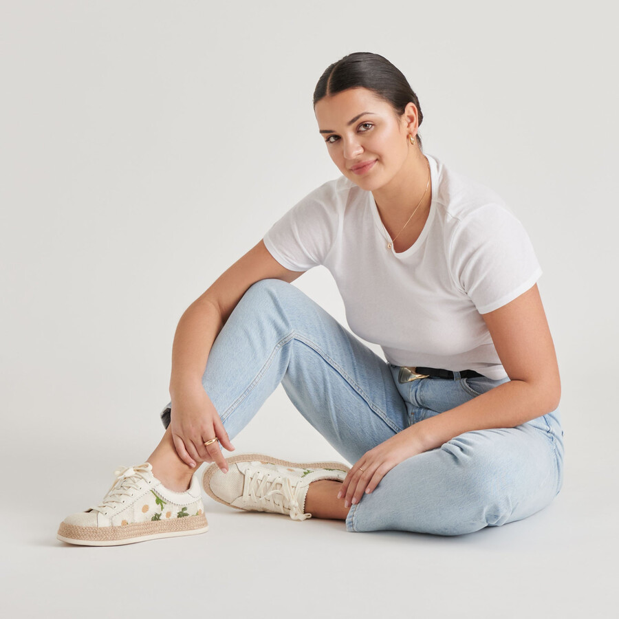 azalia-sneaker aus bast mit blumenmuster in weiß