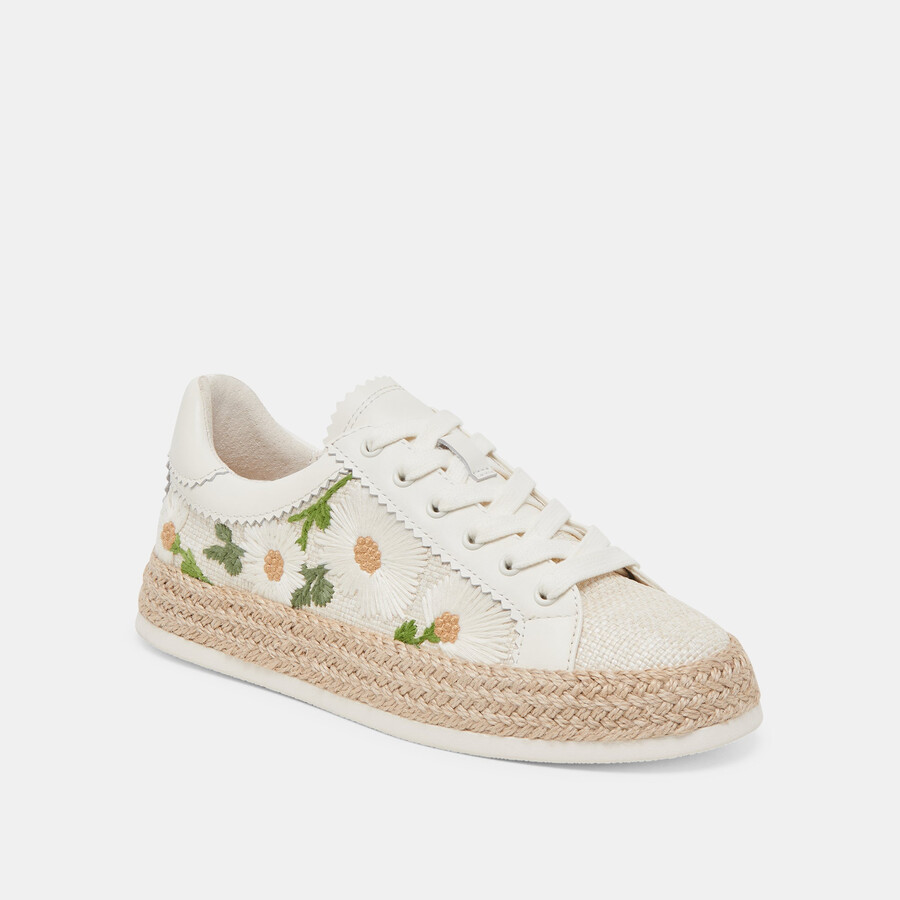 azalia-sneaker aus bast mit blumenmuster in weiß