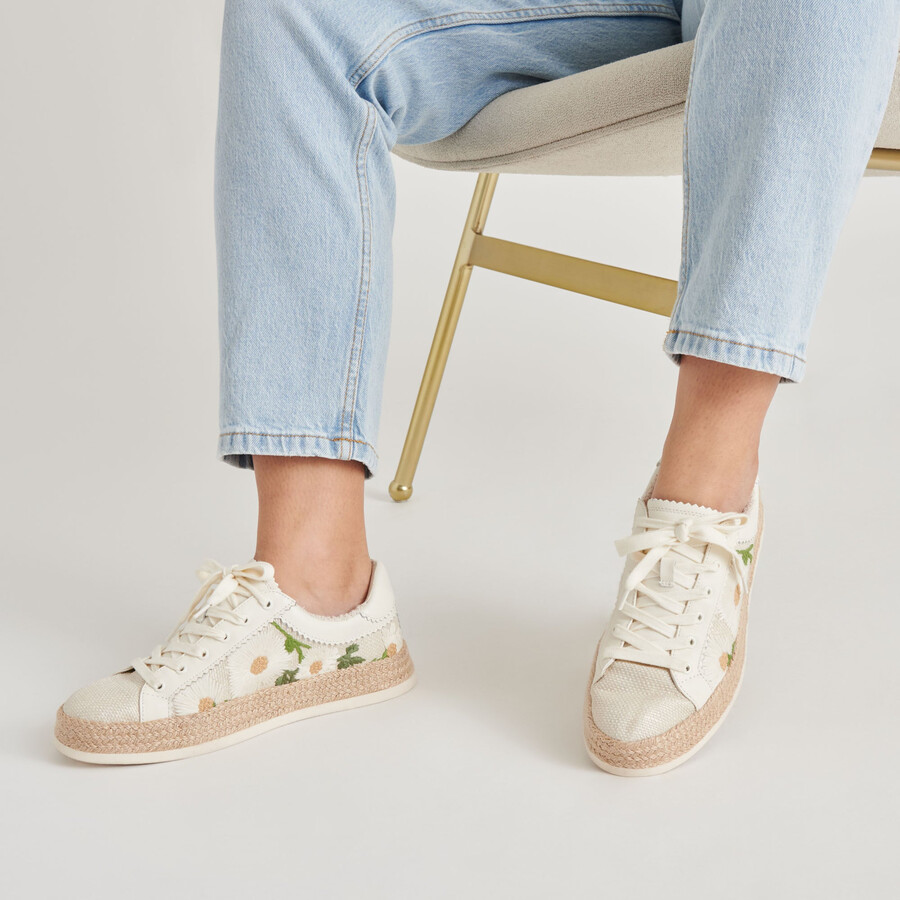 azalia-sneaker aus bast mit blumenmuster in weiß