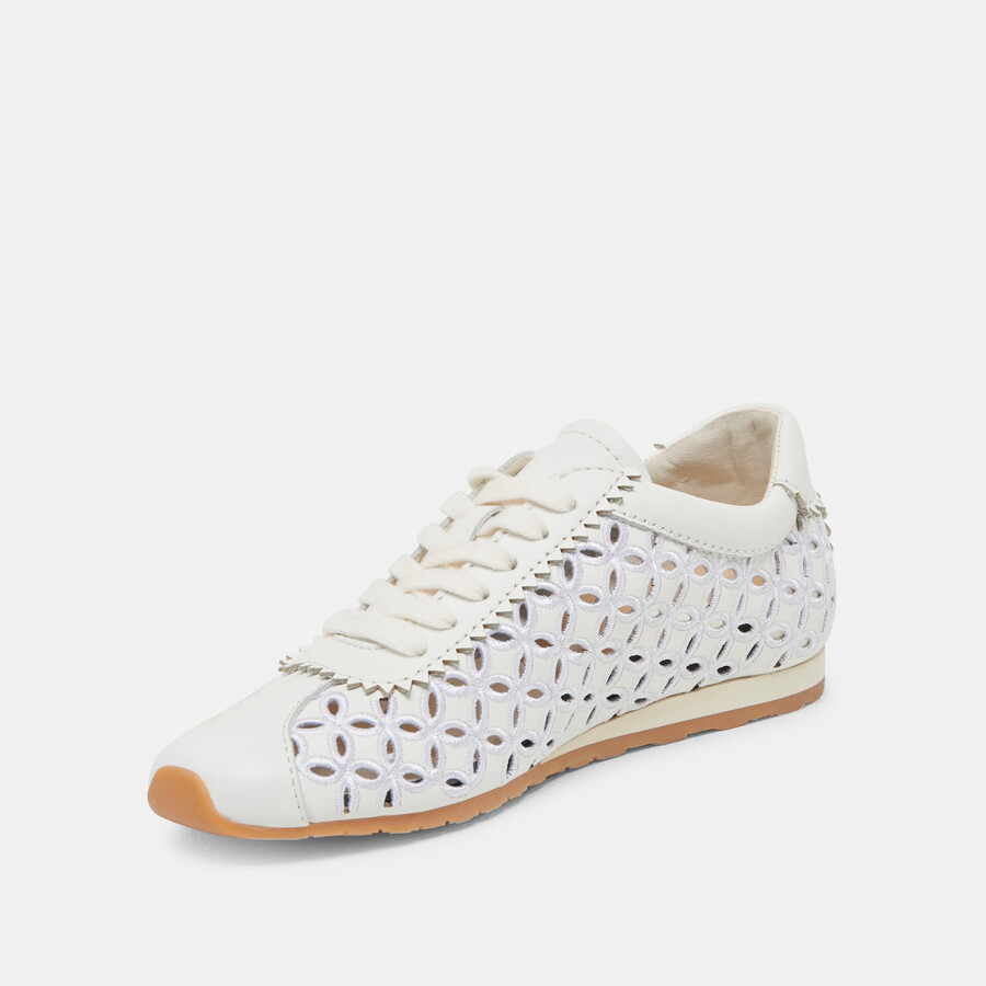 danie eyelet perf sneakers true white leather