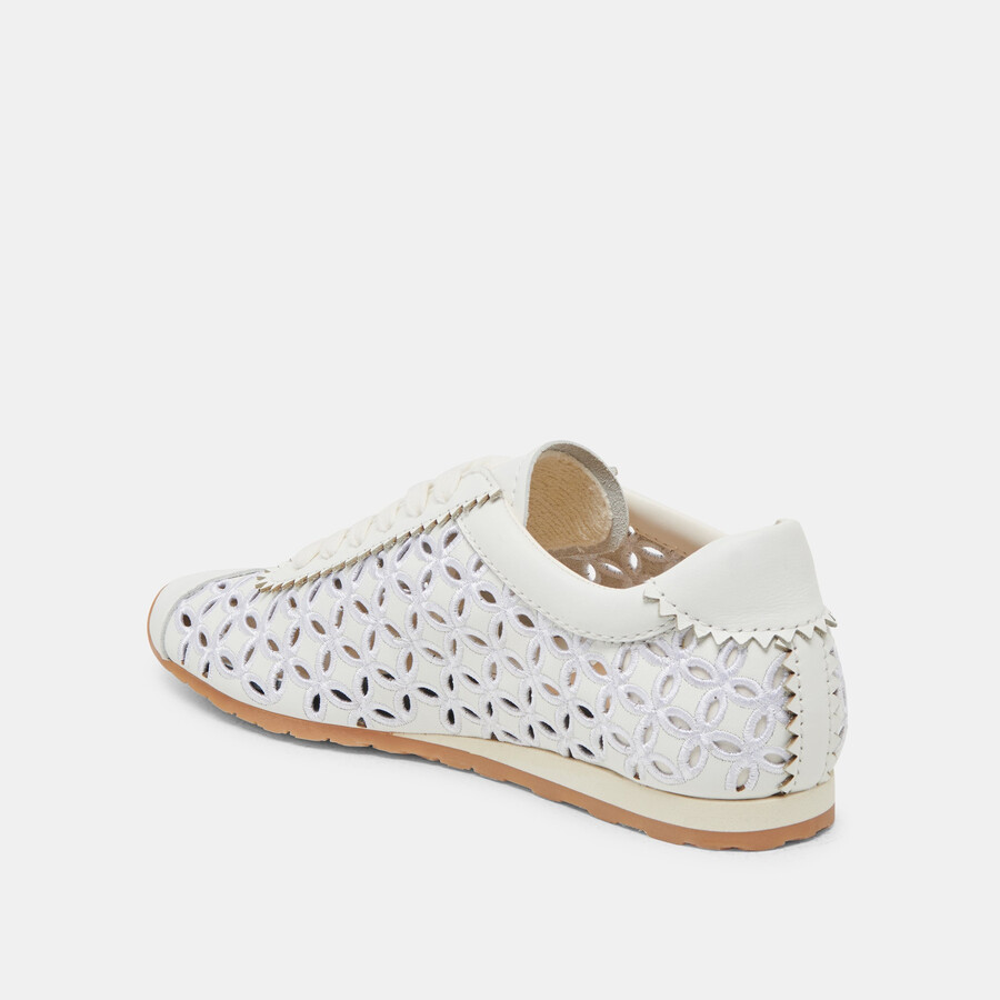 danie eyelet perf sneakers true white leather