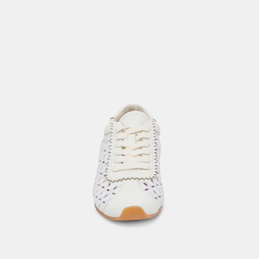 danie eyelet perf sneakers true white leather