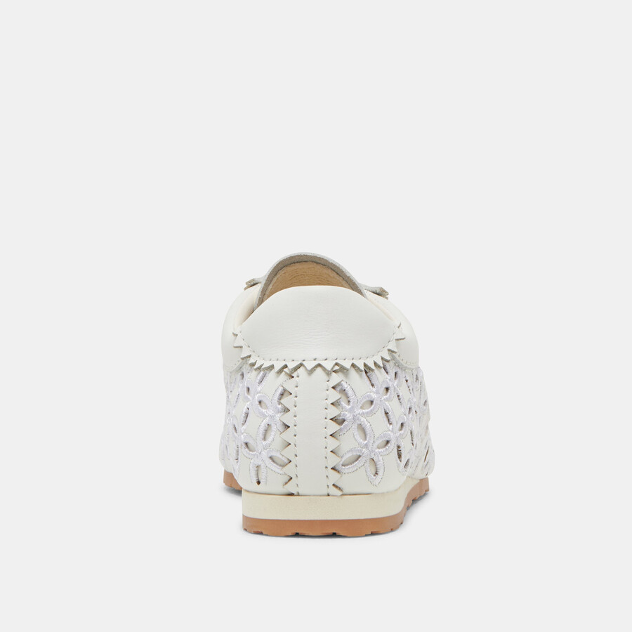 danie eyelet perf sneakers true white leather