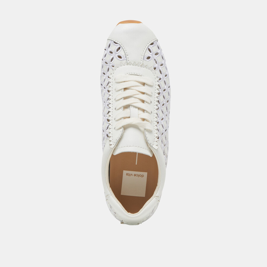 danie eyelet perf sneakers true white leather
