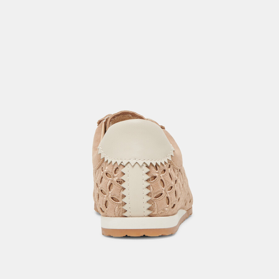 danie eyelet perf sneakers camel suede